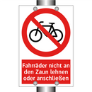 Fahrräder nicht an den Zaun lehnen oder anschließen