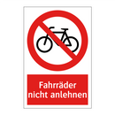 Fahrräder nicht anlehnen