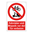 Fahrräder und Mopeds vor der Tür verboten