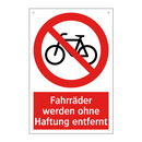 Fahrräder werden ohne Haftung entfernt