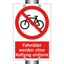 Fahrräder werden ohne Haftung entfernt