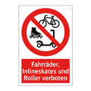 Fahrräder, Inlineskates und Roller verboten