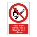 Feuer, offene Flammen und Rauchen sind verboten