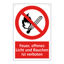 Feuer, offenes Licht und Rauchen ist verboten