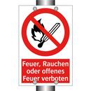 Feuer, Rauchen oder offenes Feuer verboten