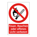 Feuer, Rauchen oder offenes Licht verboten