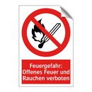 Feuergefahr: Offenes Feuer und Rauchen verboten