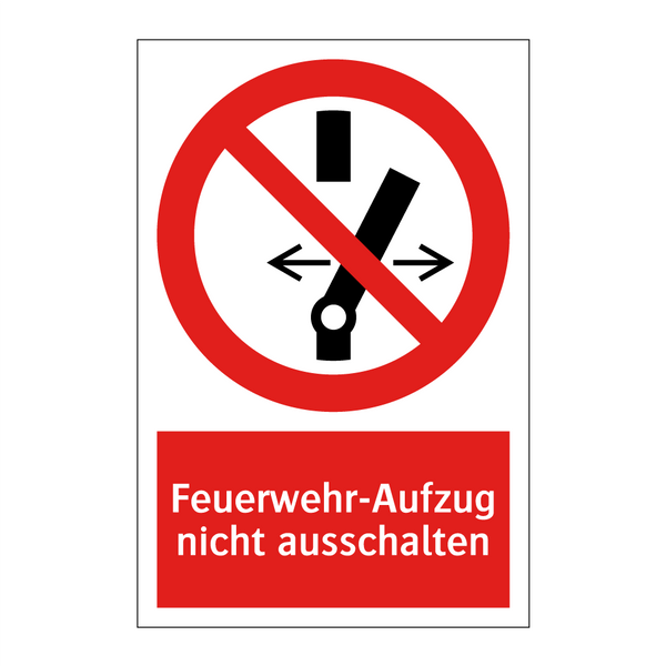 Feuerwehr-Aufzug nicht ausschalten