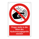 Finger nicht in die Düse des Hydromassagegeräts stecken