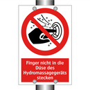 Finger nicht in die Düse des Hydromassagegeräts stecken