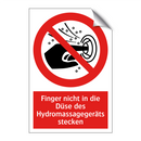 Finger nicht in die Düse des Hydromassagegeräts stecken