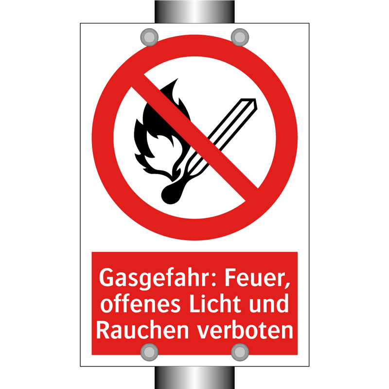 Gasgefahr: Feuer, offenes Licht und Rauchen verboten