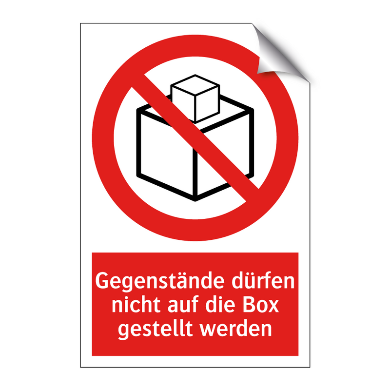 Gegenstände dürfen nicht auf die Box gestellt werden