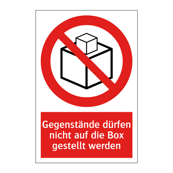 Gegenstände dürfen nicht auf die Box gestellt werden