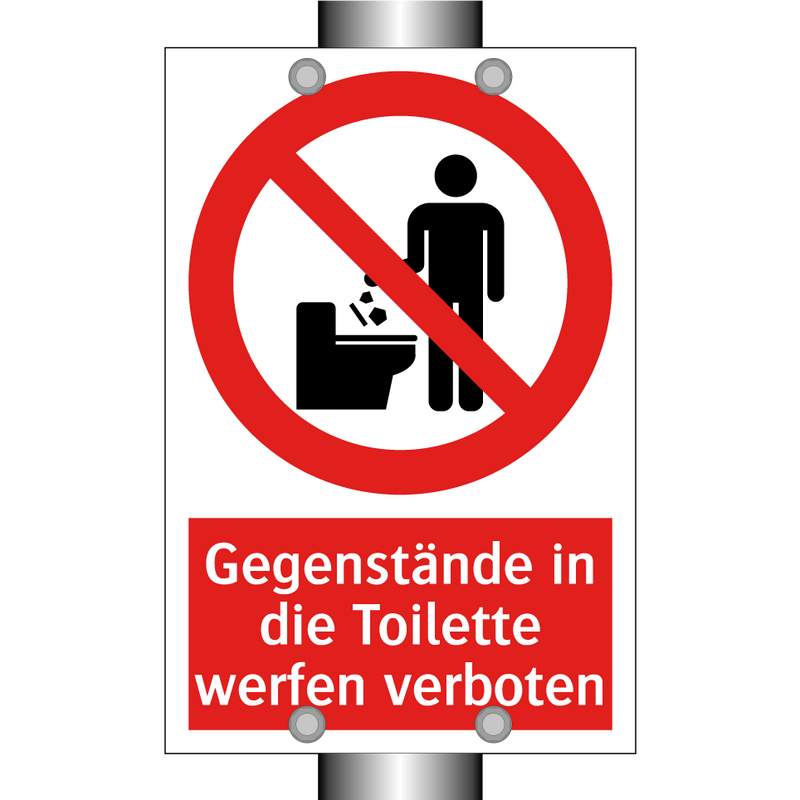 Gegenstände in die Toilette werfen verboten