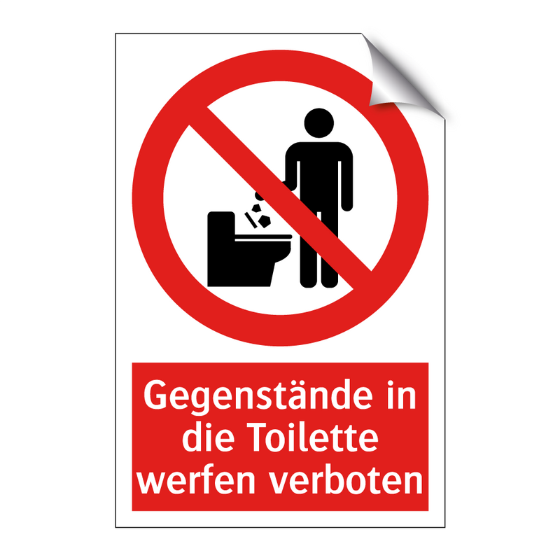 Gegenstände in die Toilette werfen verboten
