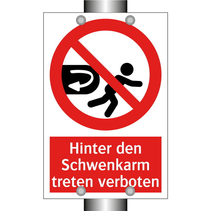 Hinter den Schwenkarm treten verboten