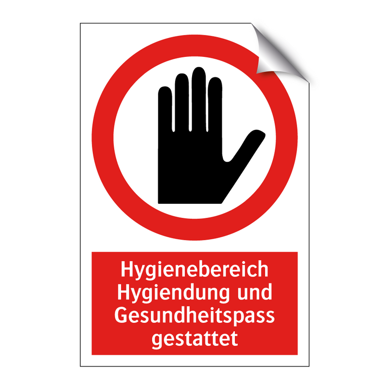 Hygienebereich Hygiendung und Gesundheitspass gestattet