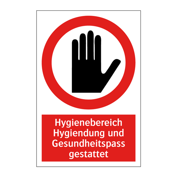 Hygienebereich Hygiendung und Gesundheitspass gestattet