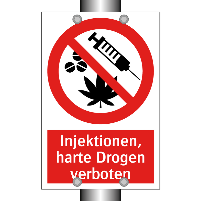 Injektionen, harte Drogen verboten
