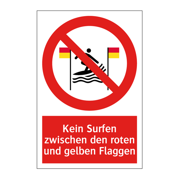 Kein Surfen zwischen den roten und gelben Flaggen