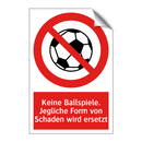 Keine Ballspiele. Jegliche Form von Schaden wird ersetzt