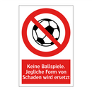 Keine Ballspiele. Jegliche Form von Schaden wird ersetzt