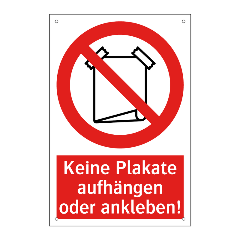 Keine Plakate aufhängen oder ankleben!