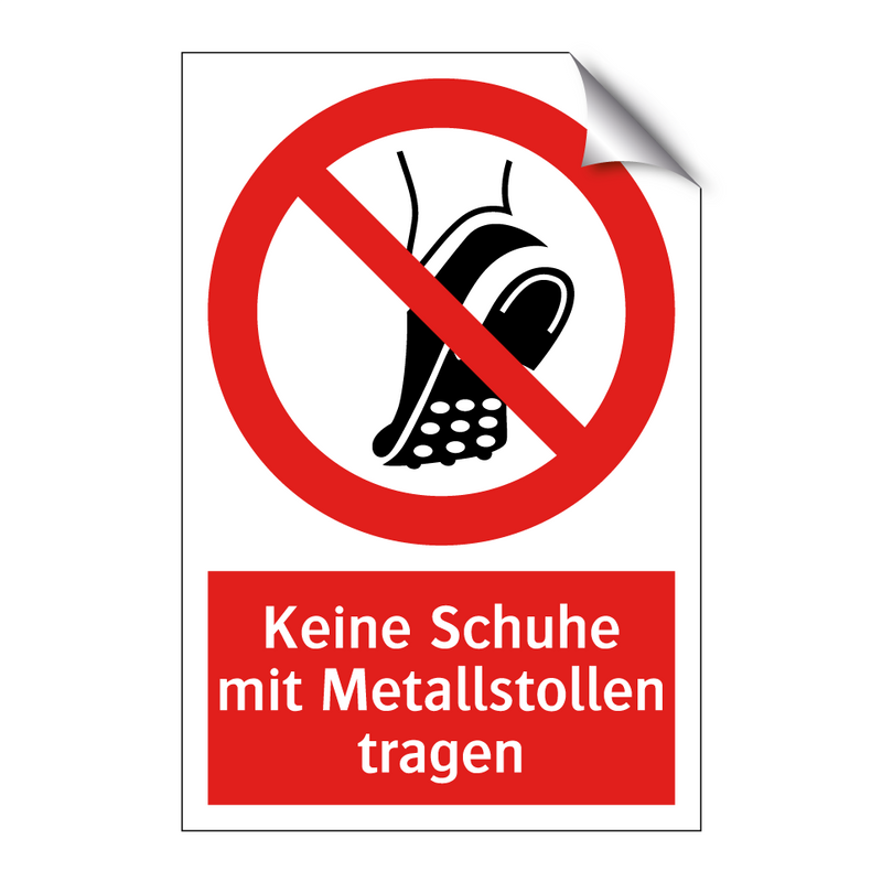 Keine Schuhe mit Metallstollen tragen