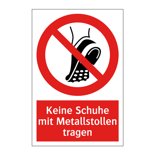 Keine Schuhe mit Metallstollen tragen