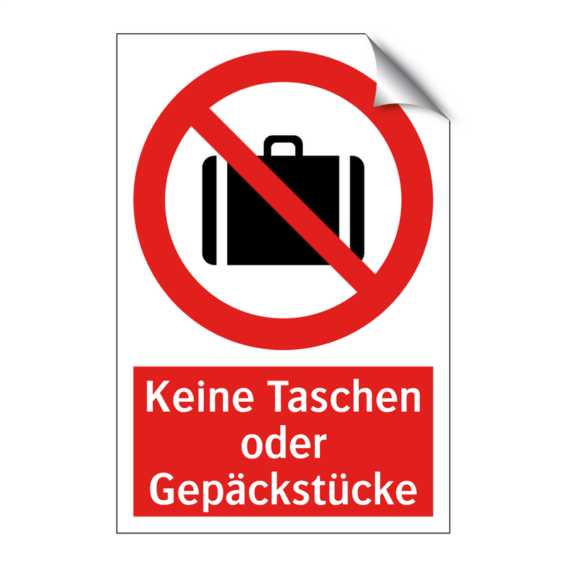 Keine Taschen oder Gepäckstücke
