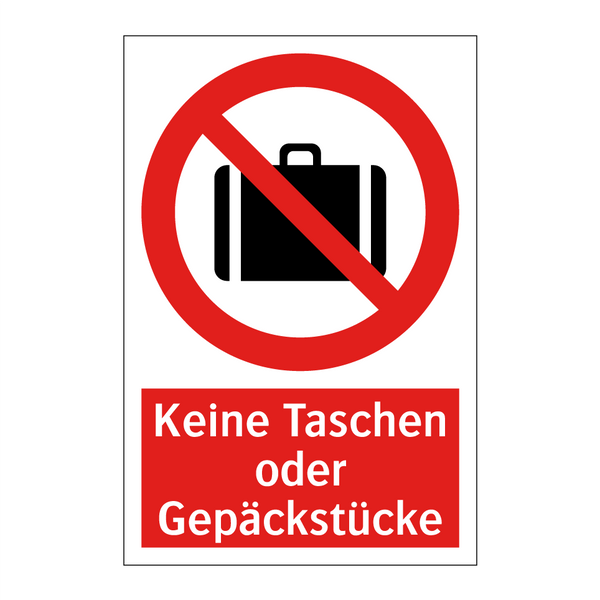 Keine Taschen oder Gepäckstücke
