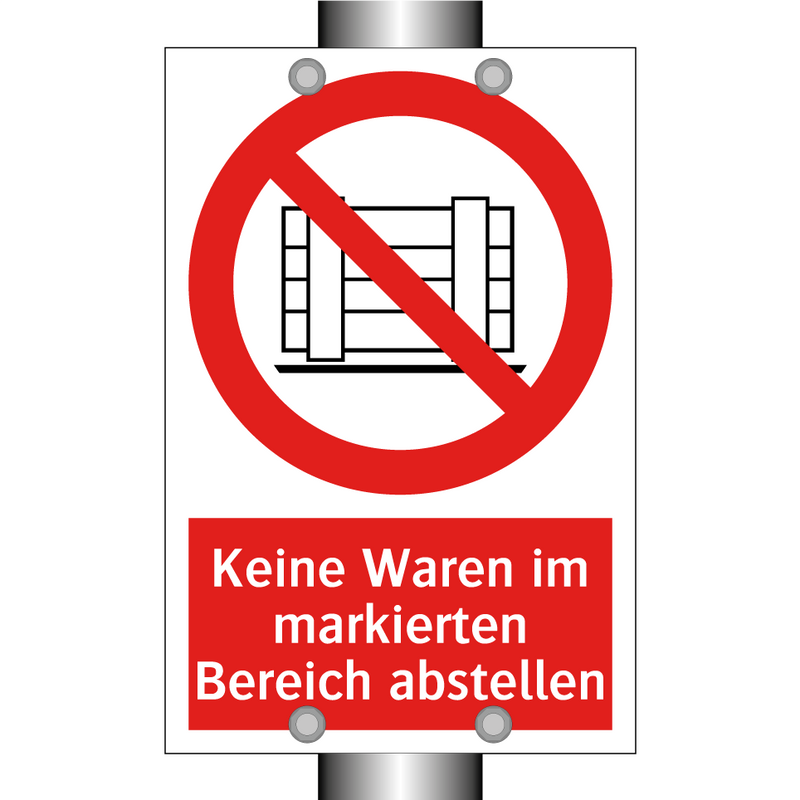 Keine Waren im markierten Bereich abstellen
