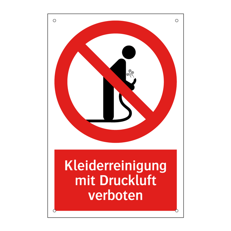 Kleiderreinigung mit Druckluft verboten