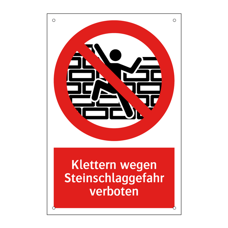 Klettern wegen Steinschlaggefahr verboten