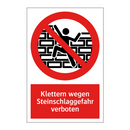 Klettern wegen Steinschlaggefahr verboten