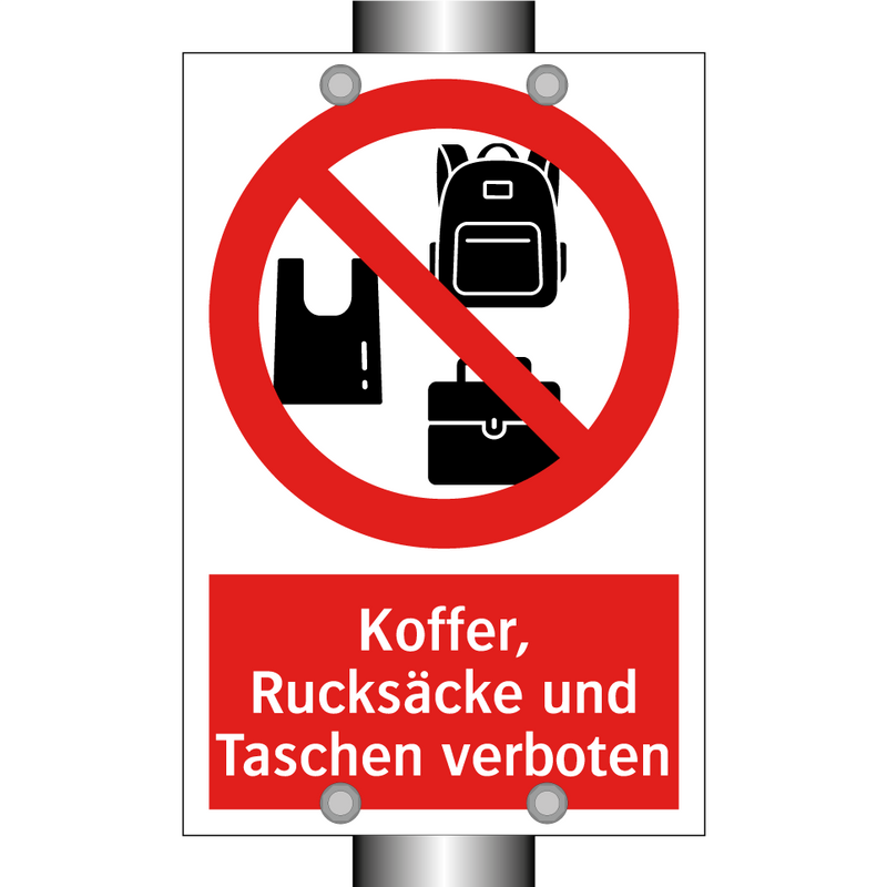 Koffer, Rucksäcke und Taschen verboten