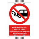 Kraftfahrzeughalle: Vorsicht beim Laufenlassen der Motoren - Vergiftungsgefahr!