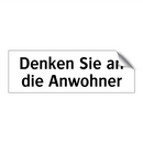 Denken Sie an die Anwohner
