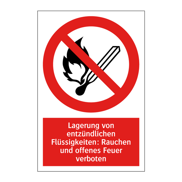 Lagerung von entzündlichen Flüssigkeiten: Rauchen und offenes Feuer verboten