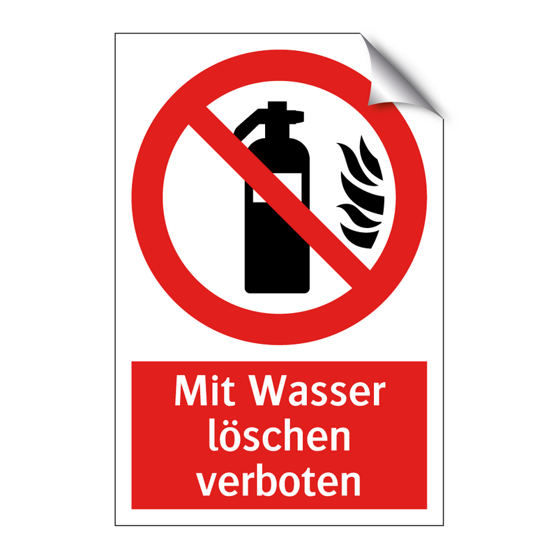 Mit Wasser löschen verboten