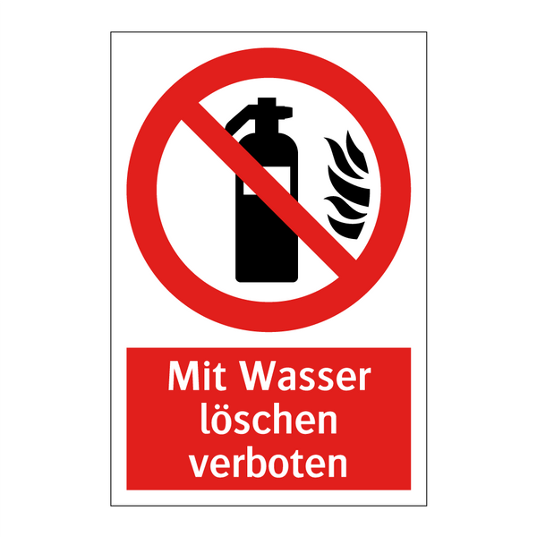 Mit Wasser löschen verboten