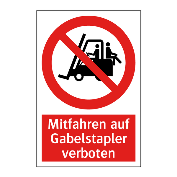 Mitfahren auf Gabelstapler verboten