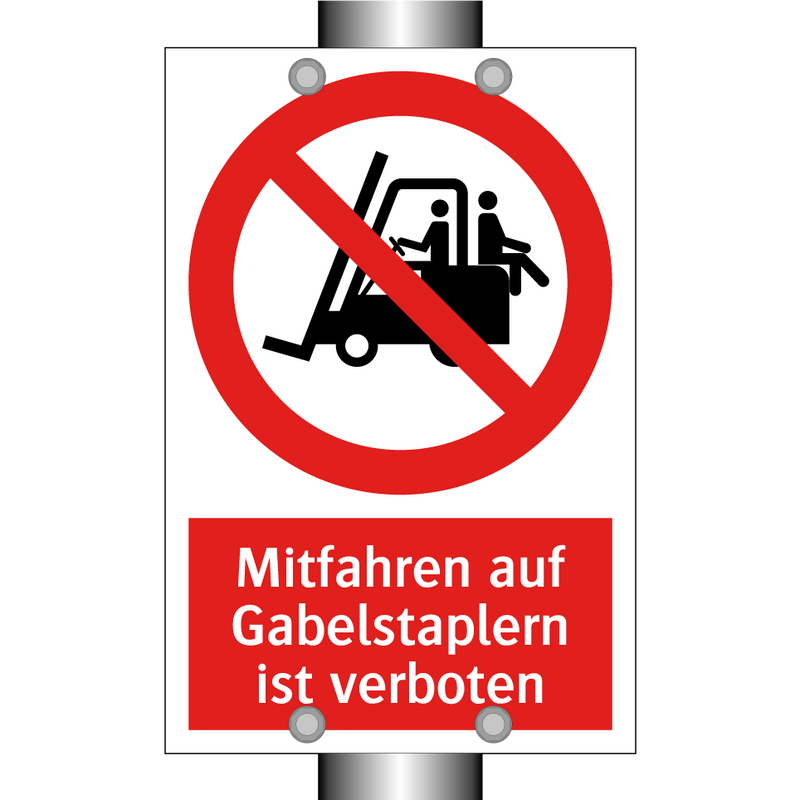 Mitfahren auf Gabelstaplern ist verboten