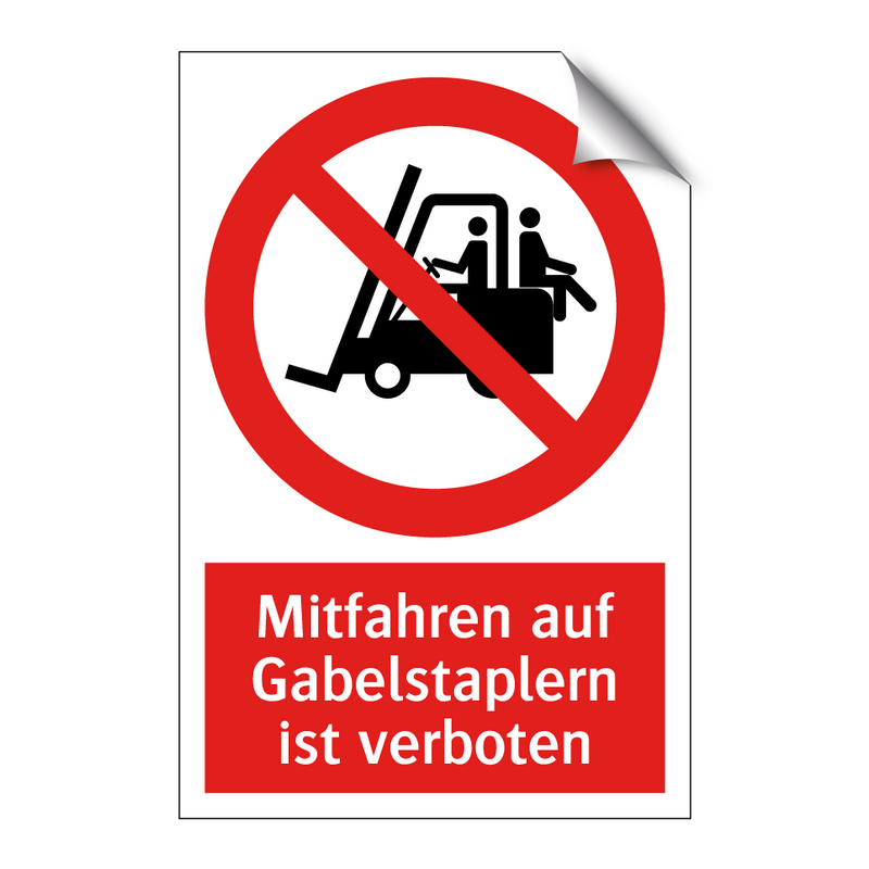 Mitfahren auf Gabelstaplern ist verboten