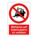 Mitfahren auf Gabelstaplern ist verboten