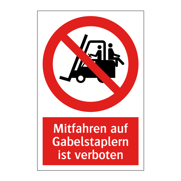 Mitfahren auf Gabelstaplern ist verboten