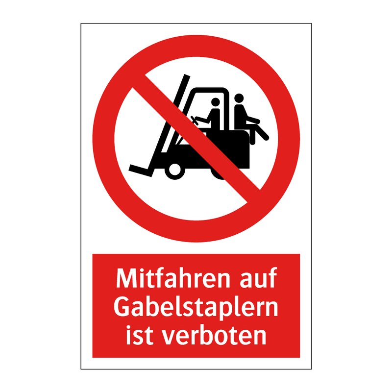 Mitfahren auf Gabelstaplern ist verboten