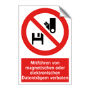 Mitführen von magnetischen oder elektronischen Datenträgern verboten