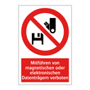 Mitführen von magnetischen oder elektronischen Datenträgern verboten